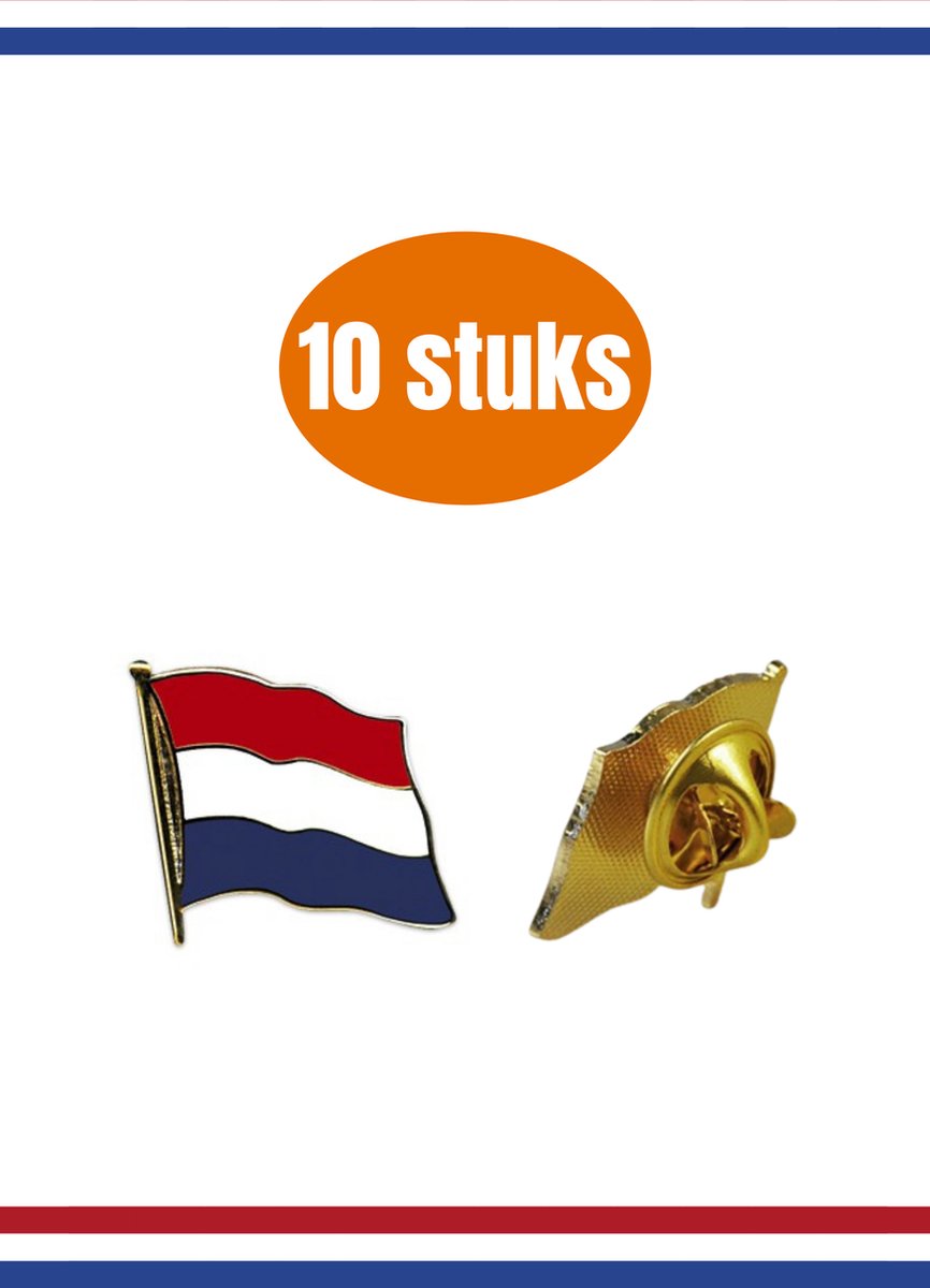 10x Pin Nederland 20mm hard emaille| Nederlandse vlag | Lapel badge sierpin button | Koningsdag WK EK Oranje accessoires Koningsdag Dames Heren Unisex kleding